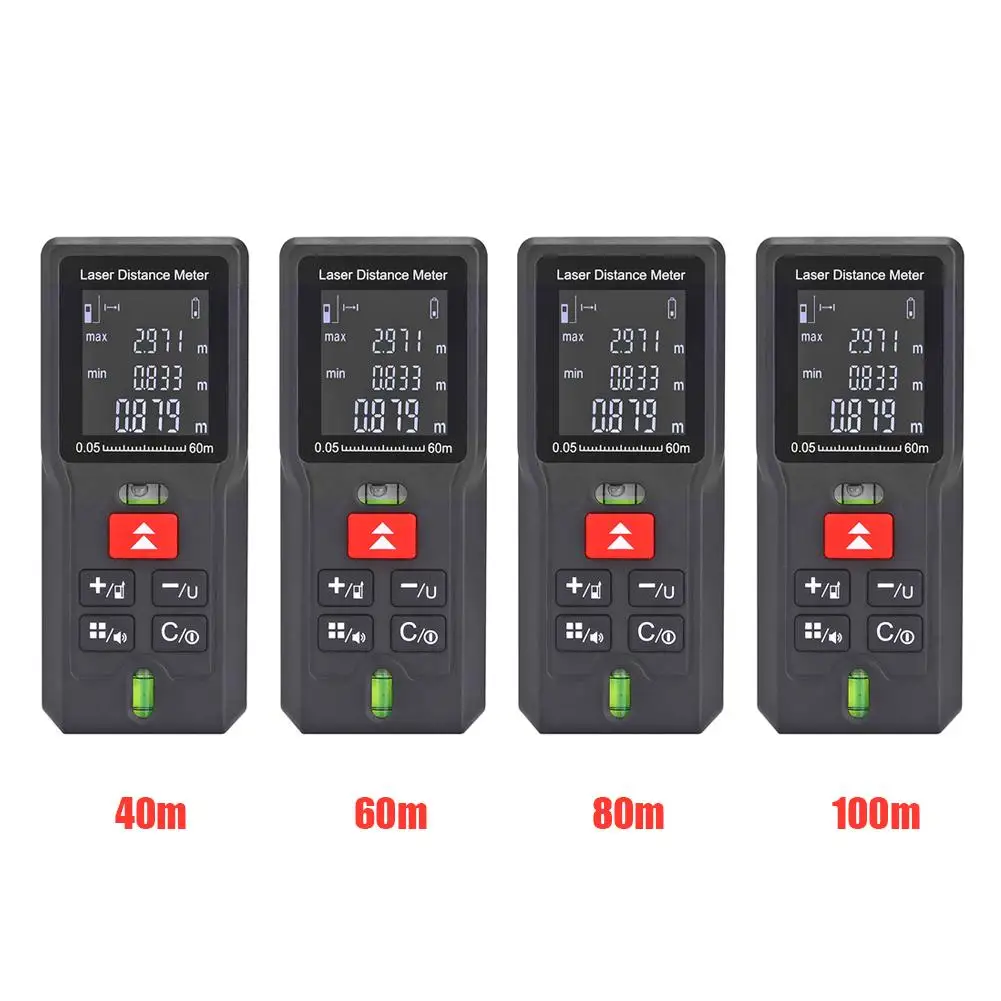 Laser Rangefinder 40/60/80/100m Distance Meter Range Finder Electronic Ruler Tester Battery-powered Hand Tool Measurer Device Laser Rangefinder 40/60/80/100m Distance Meter Range Finder Electronic Ruler Tester Battery-powered Hand Tool Measurer Device