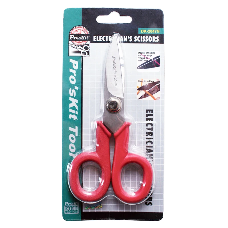 Pro'sKit DK-2047N Electrician Scissors Multi-Function Electrical Cable Stripping Knife 5.5 Inch 145mm Household Wire Cutter 5