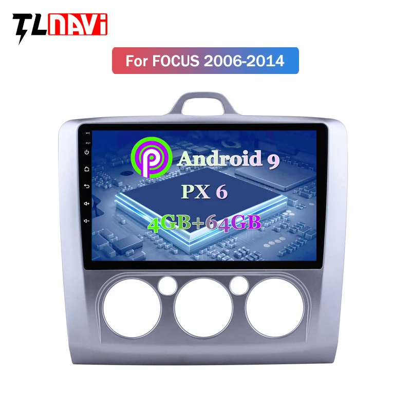 Perfect Android 9.0 PX6 4G+64G Car Audio Player 9 inch For Focus 2006-2014 Car GPS Navigation With Playstore,Wifi 1