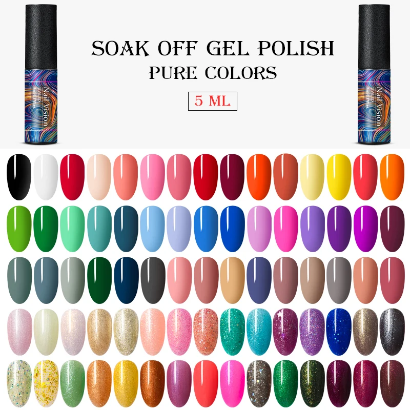 

Nail Vision 5ml UV Gel Nail Polish Set Glitter Sequins Soak Off Long Lasting Nail Art Gel Varnish Lacquer Manicure