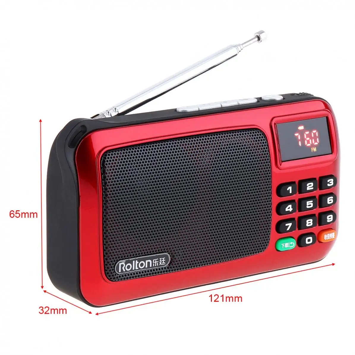 Rolton W405 TF Card USB Mini FM Elder Radio Speaker with LCD Display MP3 Music Player / Torch Lamp / Verify for PC /  Earphone images - 6