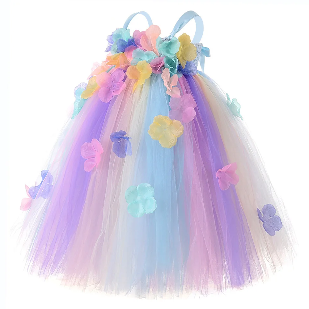 Одежда для девочек с единорогом и цветочным рисунком, платье с единорогом на день рождения, Vestido Unicornio, платье-пачка принцессы для девочек, костюм на Хэллоуин для малышей