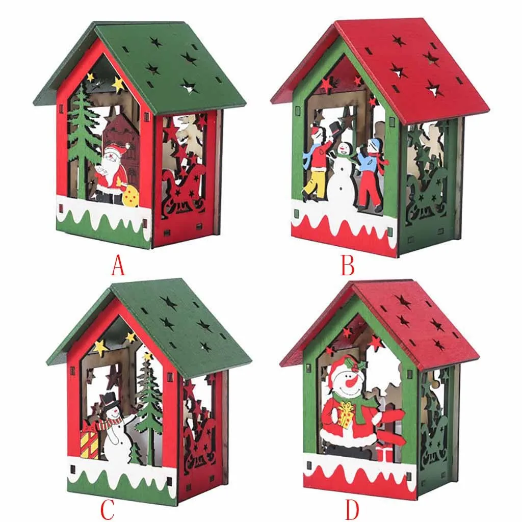 Новогодняя игрушка на елку, деревянная подвеска в виде снежинки, рождественская подвеска в виде домика Санта Клауса, украшение для дома A30828