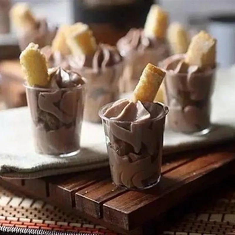 

100pcs High quality 28ml mini wine glass transparent small dessert cups birthday party favors cake pudding yogurt jelly cup