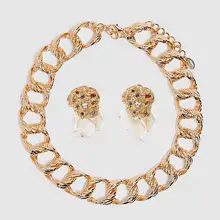 JUST FEEL Роскошные комплекты украшений для женщин золотого цвета ZA богемные модные серьги с кисточками цепочка Ожерелье Свадебная вечеринка Шарм ювелирные изделия