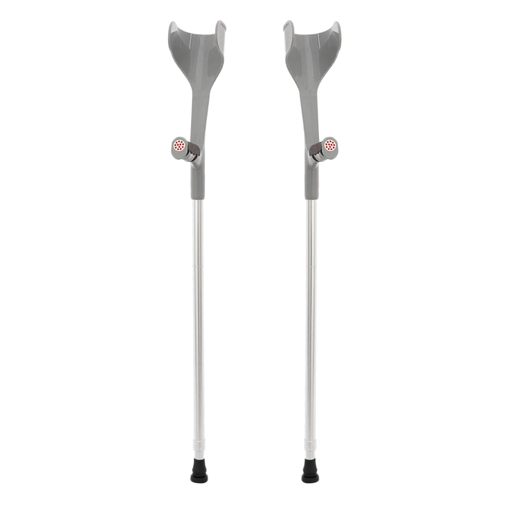 2pcs Premium Height Adjustable Lightweight Elbow Forearm Walking Crutches Gray