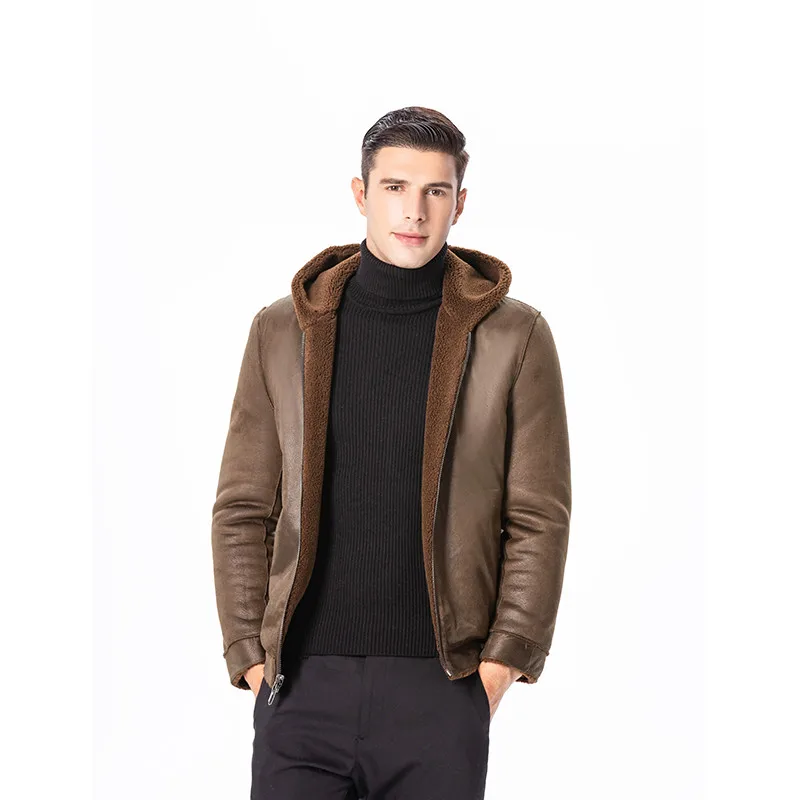 Зимние теплые куртки с капюшоном, Двустороннее пальто, мужские повседневные тренчи, мужские куртки из овечьей шерсти, мужские классические пальто