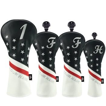 

Craftsman Golf Custom made Your Name Embroidery Wood Headcover for Driver Fairway Hybrid UT Utility Rescue Set(1FH) PU Leather