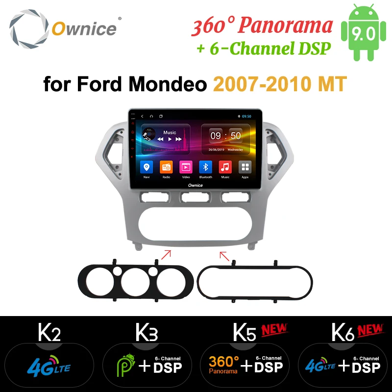 Top Ownice Android 9.0 8 Core k3 k5 k6 Car DVD GPS Navi Radio 2din Player for Ford Mondeo 2007 - 2009 2010 4G 360 Panorama DSP SPDIF 0