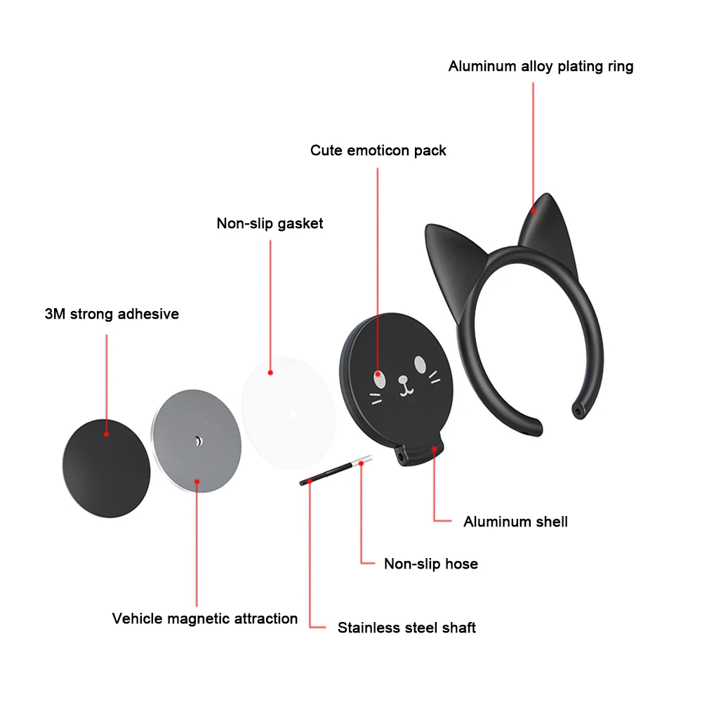 360 Гальваническое магнитное кольцо кронштейн Универсальный автомобильный милый котенок мобильный телефон кронштейн кольцо Пряжка для IPhone X Pad для Xiaomi