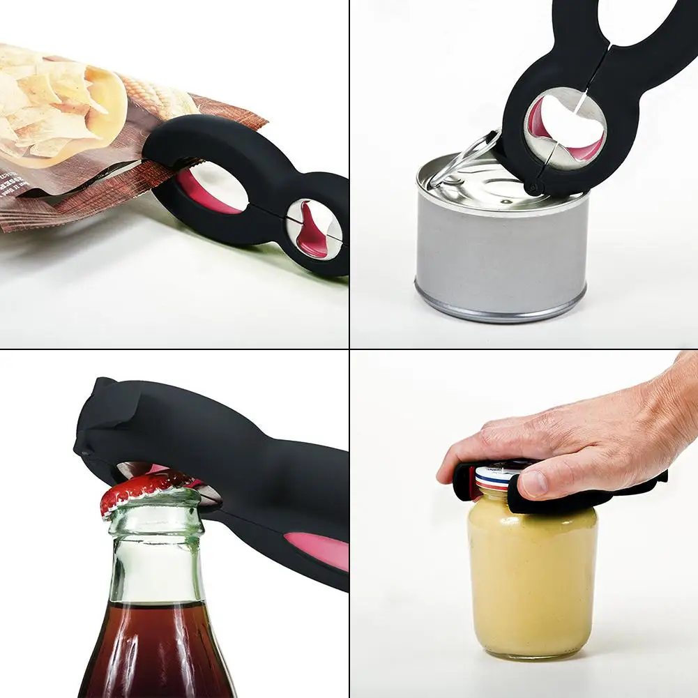 6 In 1 Multi Function Can Beer Bottle Opener All In One Jar Gripper Can Wine Beer Lid Twist Off Jar Opener Claw Dropship Gadgets