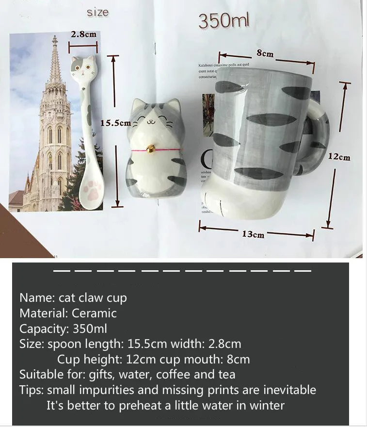 Couple cat claw cup, cute super cute coffee cup, mug ceramic cup, creative household milk water cup