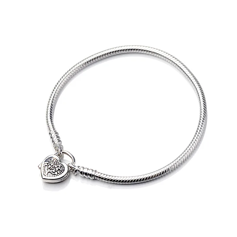 925 пробы серебряный браслет в форме сердца Женский Змеиный браслет День Святого Валентина день рождения год Рождество творческие подарки