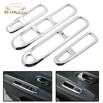 

Reamocea 4pcs Chrome Car Door Armrest Window Lift Switch Control Panel Frame Cover Trim Bezel For Peugeot 3008 2009 -2015