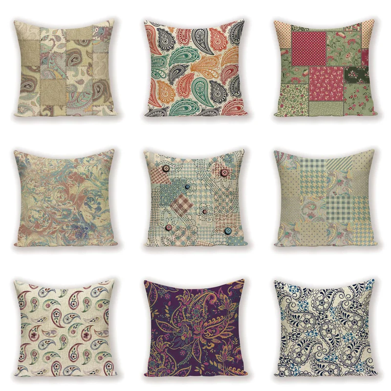 

Retro Stripe Throw Pillow Case Farmhouse Floral Cushion Cover Boho Home Decor Pillows Cases Linen Sofa Decorative Cushions