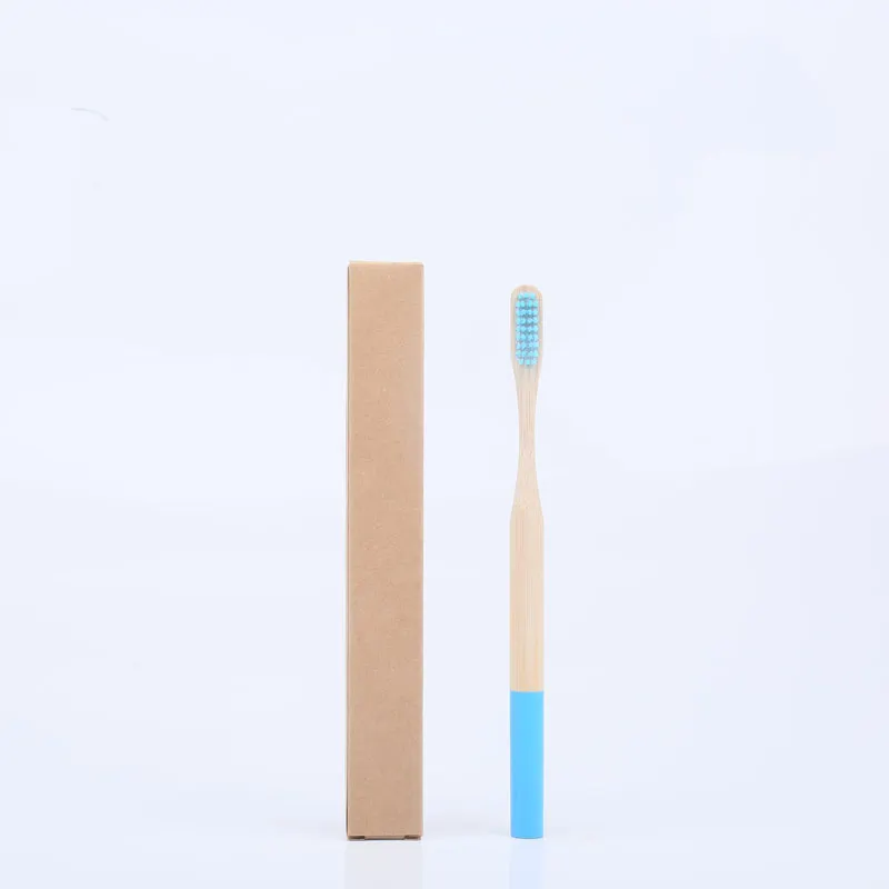 300 шт./компл. rainbow бамбуковая зубная щетка 5 видов цветов круглый бамбуковой ручкой Деревянный для взрослых ручка с низким содержанием углерода для зубных щеток - Цвет: Blue