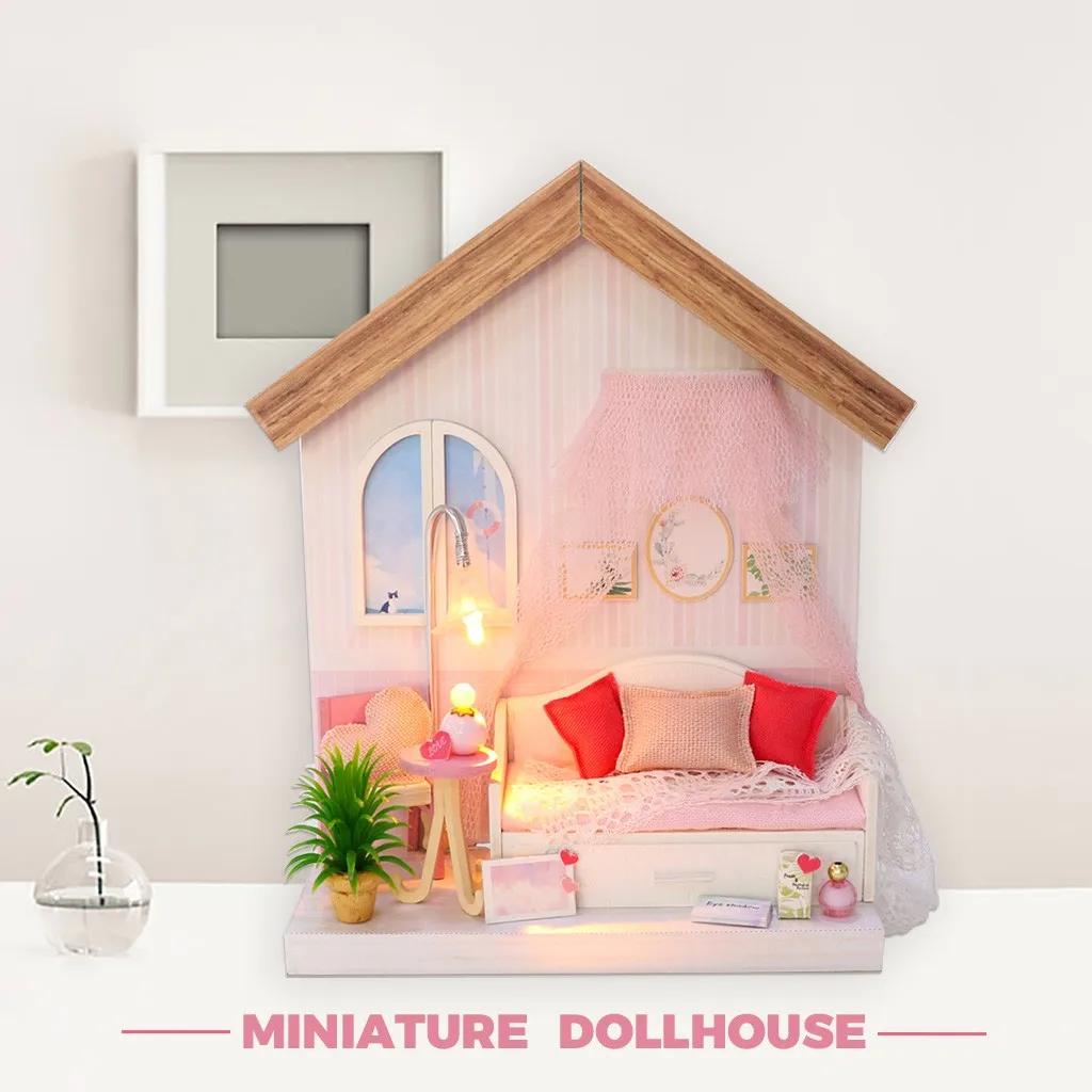 3D деревянная DIY миниатюрная кукольная мебель комнаты; Декор Рождественская игрушка Подарки миниатюрный подарок на день рождения для детей# J