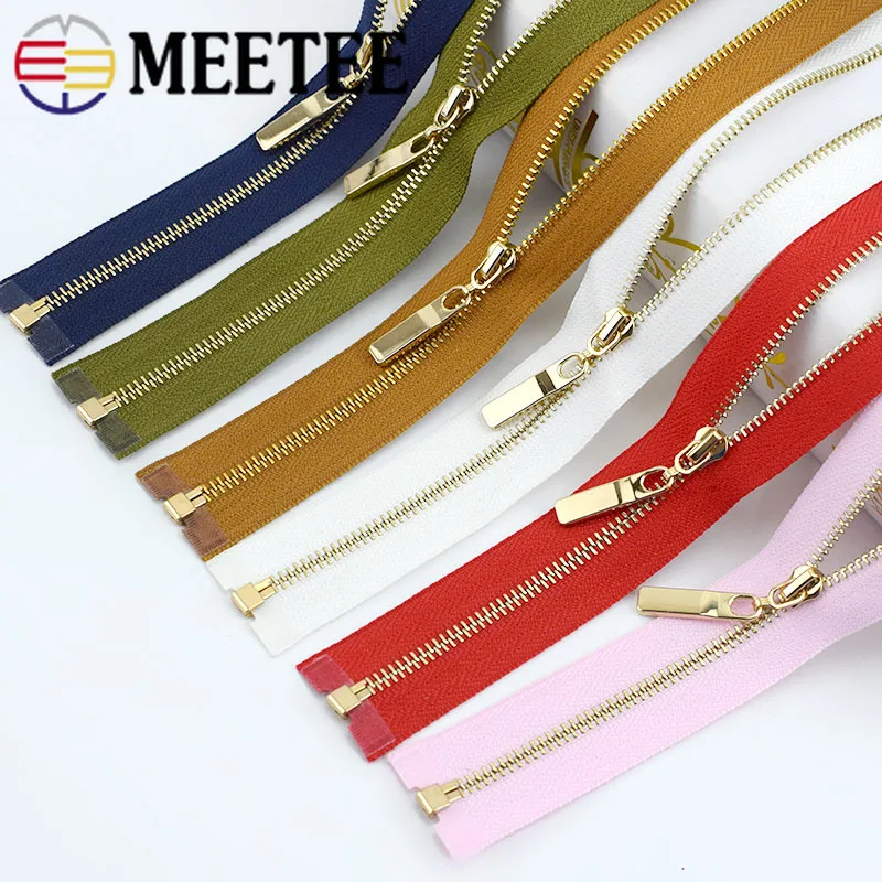 Металлические молнии с открытым концом Meetee 5 шт. 40/70 см 3 # золотые зубья