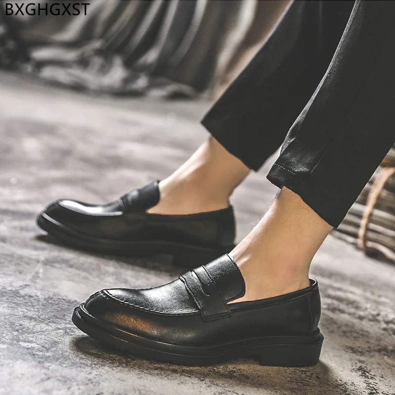 

Brown Penny Loafers Men Dress Shoes Mens Fashion Party Shoes for Man 2023 Black Leather Shoes Men Formal Zapatos Chaussure Homme