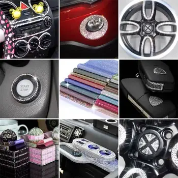 

DIY Car Decoration Sticker Bling Crystal Rhinestone Car Stickers for License Plate Frame Emblem Door Handle Indoor Dashboard