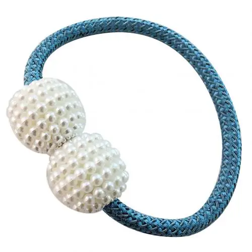 Горячая искусственные жемчужные бусины плетение веревка Магнитный занавес Tieback кольцо держатель домашний декор аксессуары для украшения штор - Color: Blue