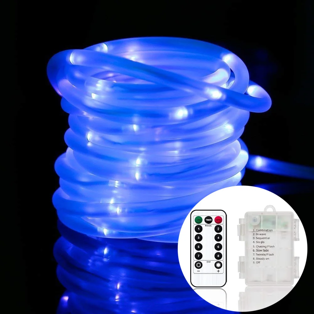 Guirnalda de luces LED para exteriores, guirnalda de luces de cuerda con forma de tubo de hadas para jardín, patio, decoración navideña de Año Nuevo 2023, 5 m, 10 m, 15 m