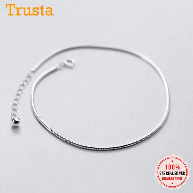 Trustdavis authentic 925 Sterling Silver Fashion Snake Chain Bracelet Anklets For Women Valentine's Day Birthday Jewelry DA1217 Trustdavis authentic 925 Sterling Silver Fashion Snake Chain Bracelet Anklets For Women Valentine's Day Birthday Jewelry DA1217