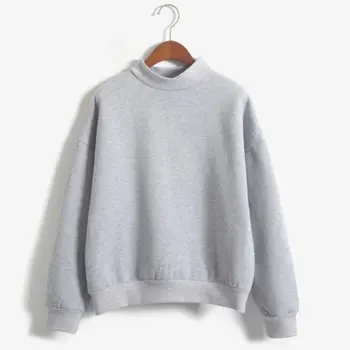 

Harajuku Hoodies Cotton solid color to map custom 2D printing Diverse creative style High Collar Women Long-sleeved Sweatshirt