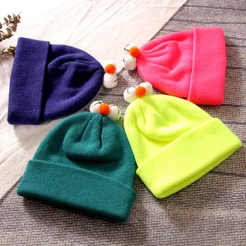 

Fall 2019 New Baby Hat Korean Version Lovely Eyes Children Knitting Hat Cartoon Cap Warm Hat Male and Young Children Head Cap