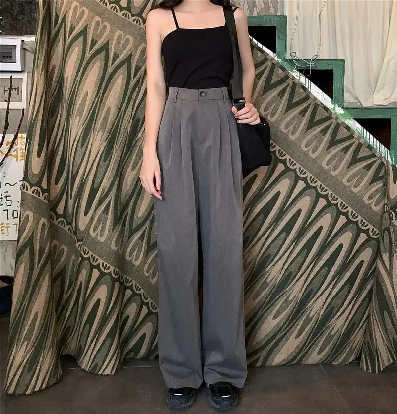 wide legged pants straight loose trousers floor Alien Kitty Autumn Women Elastic High Waist Straight Pants Solid Pants Women wide legged pants straight loose trousers floor Alien Kitty Autumn Women Elastic High Waist Straight Pants Solid Pants Women