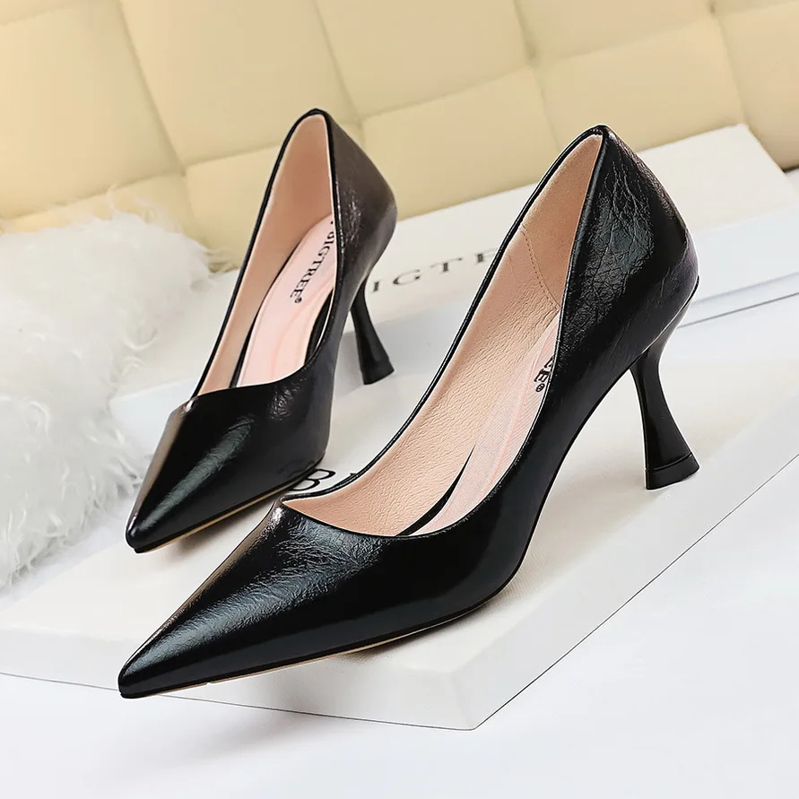 New Women Pumps High Thin Heel Metal Pointed Toe Shallow Sexy Ladies Bridal Wedding Women Shoes Gold High Heel Female Pumps