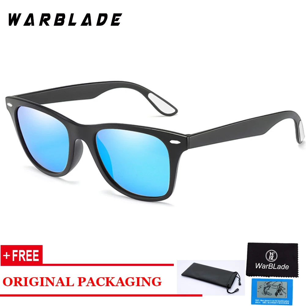 WarBLade новые модные мужские Поляризованные женские очки для вождения зеркала покрытие Квадратные Солнцезащитные очки мужские оттенки лучи - Цвет линз: white blue