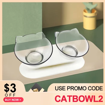 

2pcs Washable Elevated Feeder for Cat Dog Bowls Set Protection Cervical Food Bowl for Cat Non-slip Transparent Bowls Drinker