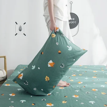 

Home Textile Army Green Little Fox Head Printed Pillowcase 100% Cotton Adult Kids Pillow Cover 48*74cm One Pair Free Shipping