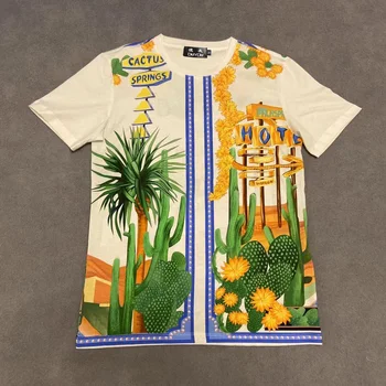 

DUYOU Men T-shirt Mens Sunflower cactus Stylish Printing Multi Color 100% Cotton Summer Camiseta Hombre Manga Corta