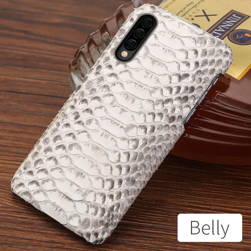 Натуральной кожи питона чехол для телефона для samsung galaxy a50 a70 a30 a40 a8 a7 S10 S7 S8 S9 plus Note 10 Snakeskins Чехлы для задней панели - Цвет: Белый