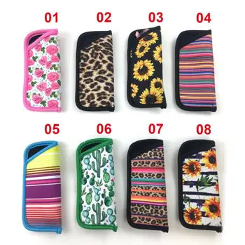 

100pcs/lot 8 Style Leopard Print Rainbow Sunflower Mermaid Neoprene eye bag eyeglasses pouch Factory wholesale SN2911