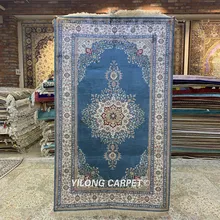 YILONG 3'x5' Восточный Шелковый синий ковер, изысканный персидский шелковый ковер(HF230B
