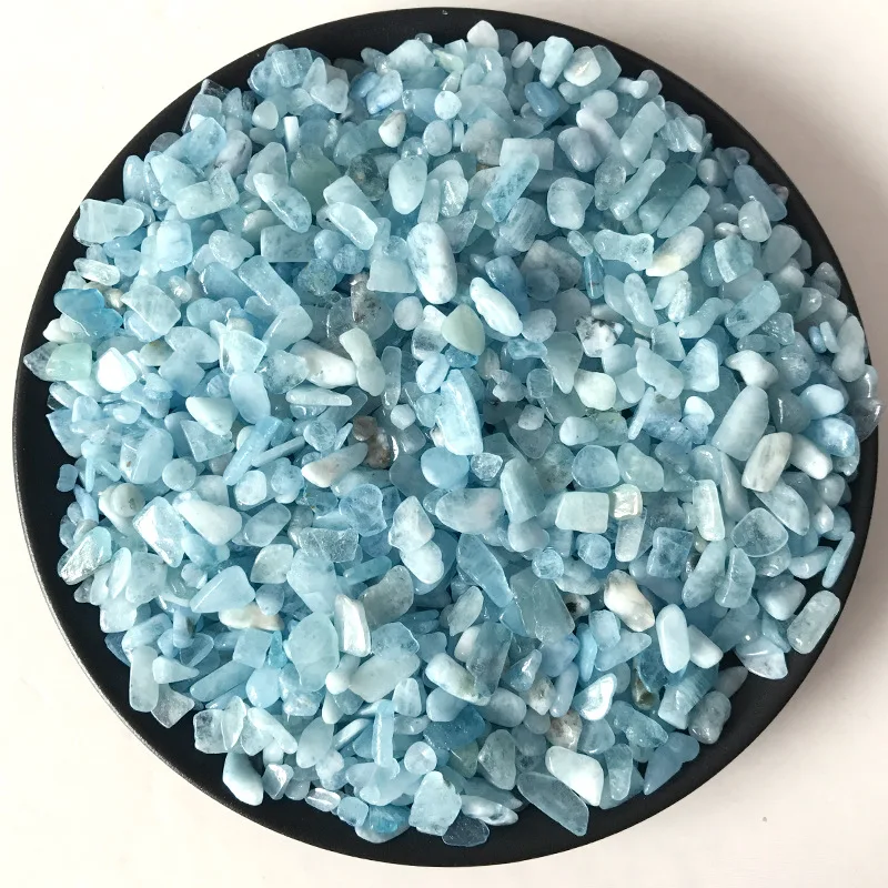 

100G Natural Stone Mineral Crystal Aquamarine Stone Gravel Home Decoration DIY Energy Wheel Pulse Purification Cure
