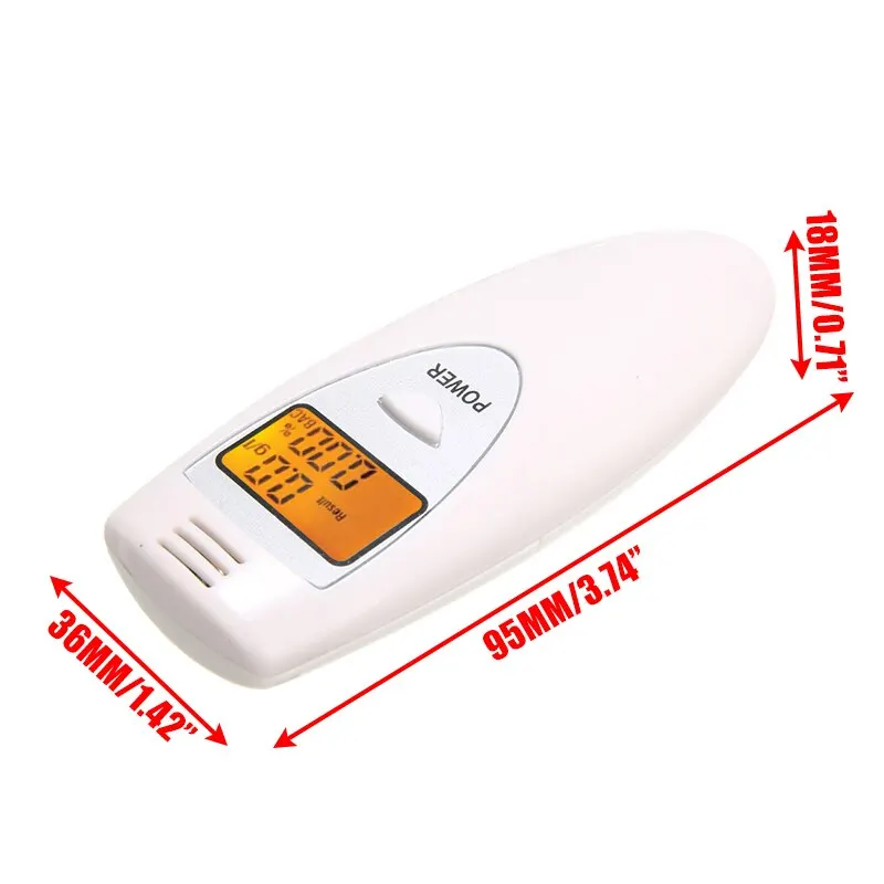 MAYITY 1PC White LCD Display Digital Breath Alcohol Tester Inhaler Alcohol Meters Breathalyser Detector Test Analyzer Portable