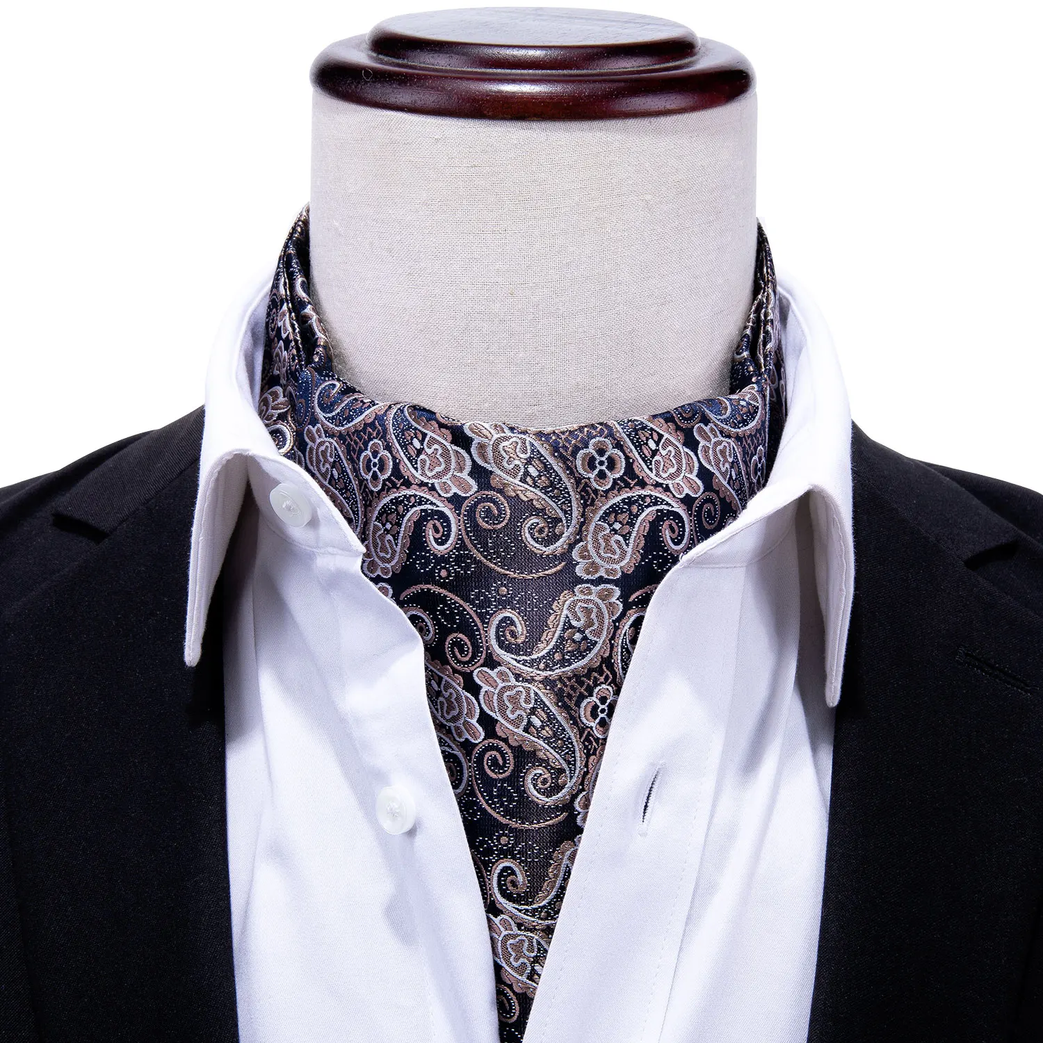 Шелковый Золотой Аскот галстук для мужчин Галстук Набор Цветочный Королевский Аскот формальный галстук платок запонки для нежных мужчин свадьба Барри. Ван - Цвет: AS-017
