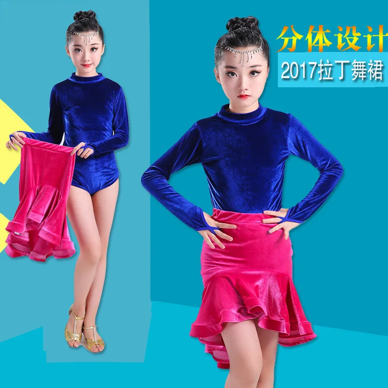 

Autumn And Winter Latin Gymnastic Children Women's CHILD'S Clothing Class a Warm Training Suit Children Children Skirt Long Slee
