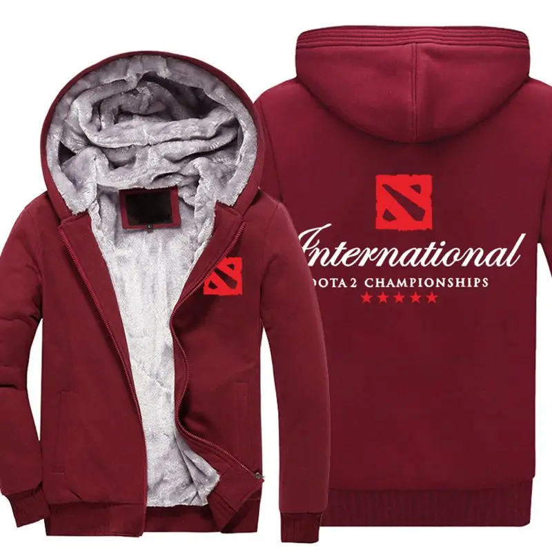  Men Jacket Coat Print DOTA 2 Coats Boy Game Souvenir Sweatshirt Hooded Zipper Cashmere Cotton Fleec