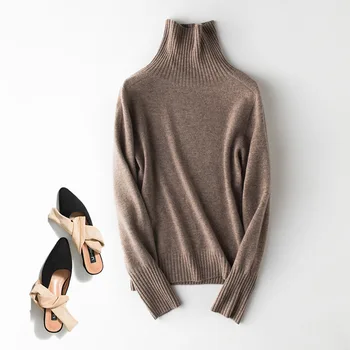 

69.1% wool+30.9% cashmere Turtelneck Sweater women Normcore/Minimalist women sweater and pullovers 2020 autumn winter