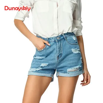 

Women Fashion Shorts 2020 Denim Shorts Classic Vintage High Waist Blue Wide Leg Female Casual Summer Ripped Cuff jeans