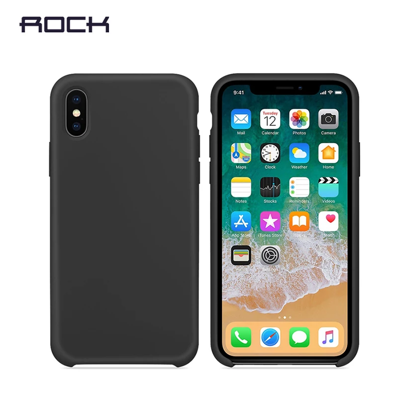 Силиконовый чехол ROCK Liquid для iPhone X 10, роскошный мягкий чехол из микрофибры для телефона, защитный чехол для iPhone 10 X, чехол Couqe