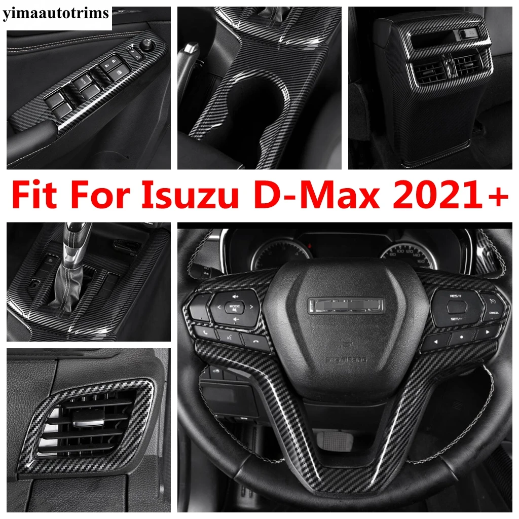 

For Isuzu D-Max 2021 2022 Window Lift Head Light Wheel Gear Panel Air AC Vent Water Cup Cover Kit Trim Carbon Fiber Accessories