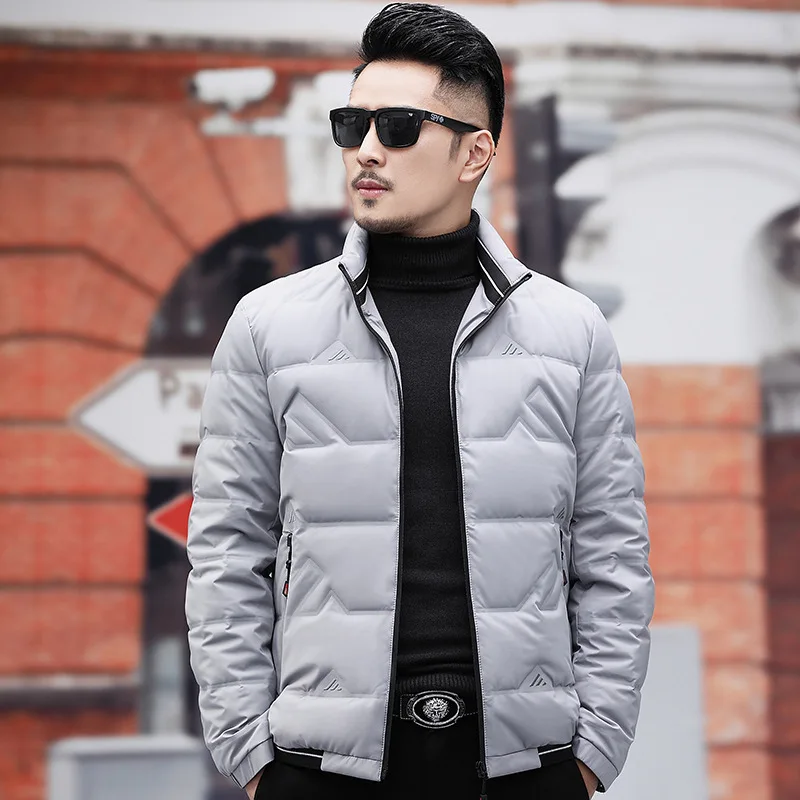 

9920 Men's Clothing Plus Size Young and Middle-aged Autumn and Winter White Duck Down Short Jacket Warm and Thickened Men's Coat
