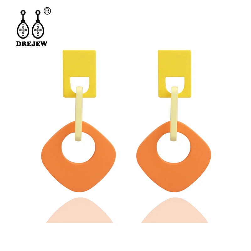 

DREJEW Blue Green Yellow Orange Contrast Color Acrylic Geometric Statement Dangle Earrings Drop Earrings Sets for Women HE9811
