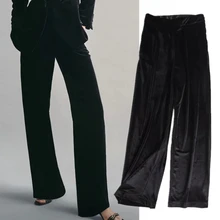 

Withered Winter Velvet Pants Women England Simple Fashion High Waist Loose Pantalones Mujer Pantalon Femme Casual Trousers Women